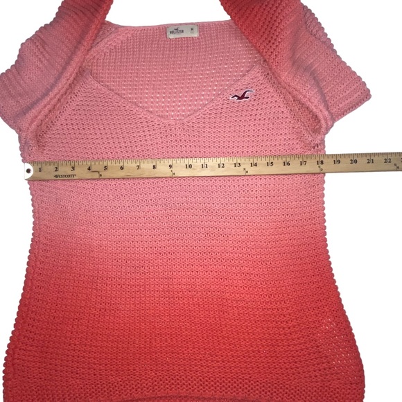 HOLLISTER Pink Coral Ombre Knit Deep V-Neck Sweater - Women’s Medium - Picture 3 of 11
